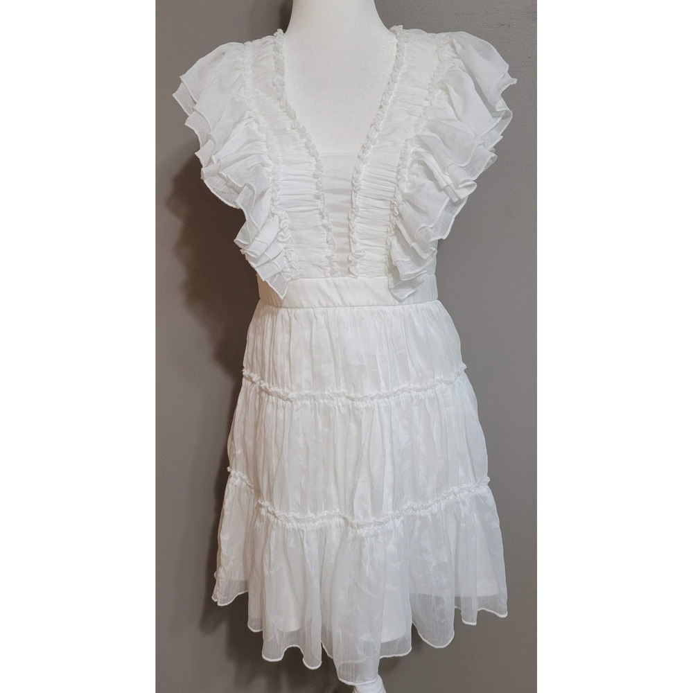 LENA White Ruffle Mini Dress